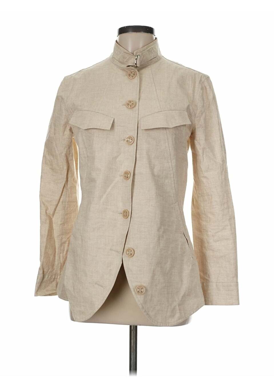 Giorgio Armani Womens Beige 100% Linen Blazer Jacket Size IT 44 / US 8 M Italy